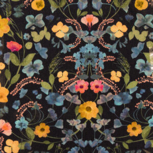 Tissu liberty fleurs sur fond noir